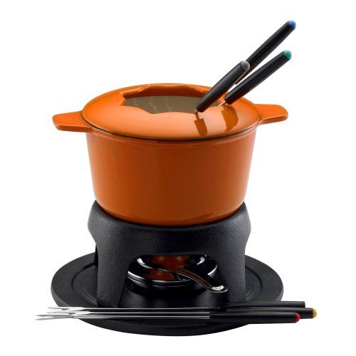  Rachael Ray Cast Iron 1-1/2-Quart Fondue Set, Orange