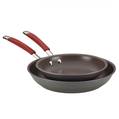  Rachael Ray Cucina Hard-Anodized Aluminum Nonstick 9.25 and 11.5 Skillet Set, GrayAgave Blue