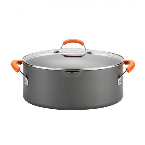  Rachael Ray Hard-Anodized Cookware 8-Quart Covered Pasta Etc. Pot with Orange Handles - 87393