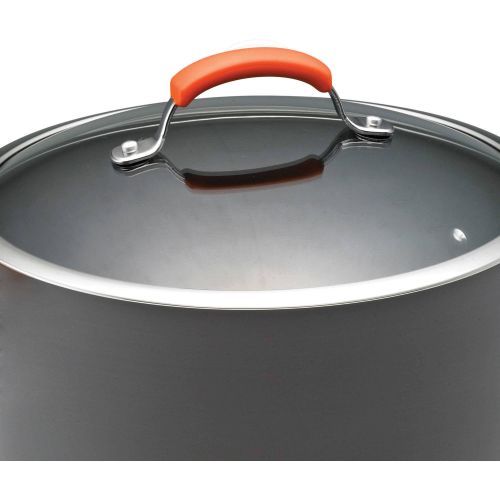  Rachael Ray Hard-Anodized Aluminum Nonstick 3-Quart Covered Saucepan, Gray with Orange Handle