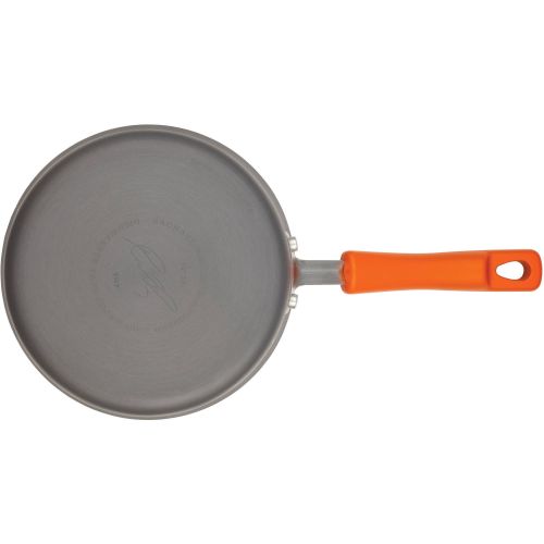  Rachael Ray Hard-Anodized Aluminum Nonstick 3-Quart Covered Saucepan, Gray with Orange Handle