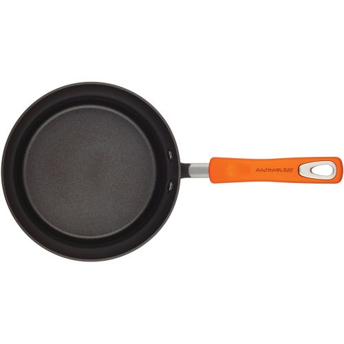  Rachael Ray Hard-Anodized Aluminum Nonstick 3-Quart Covered Saucepan, Gray with Orange Handle
