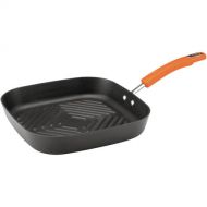Rachael Ray Hard-Anodized Nonstick 11-Inch Deep Square Grill Pan, Gray with Orange Handle