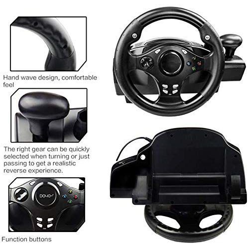  Racing Wheel,Feedback Driving Force Racing Wheel with Responsive Pedals for PS4,PS3,PC,X-one,X-360,Switch,Android