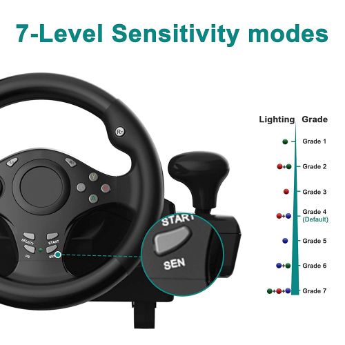  Racing Wheel,Feedback Driving Force Racing Wheel with Responsive Pedals for PS4,PS3,PC,X-one,X-360,Switch,Android