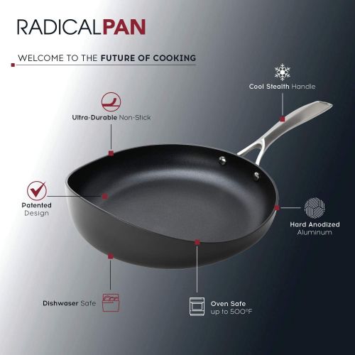  Rad USA 8” Radical Pan: Nonstick Frying & Saute Pan, Skillet, With Stainless Steel Handle, for Gas, Induction, Electric Cooktops, Hard-Anodized, Dishwasher Safe. Oven safe, SGS & NSF Certi