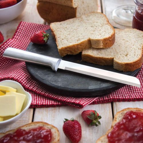  Rada Cutlery Bread Knife Stainless Steel Serrated Blade with Aluminum, 6 Inches, Silver Handle