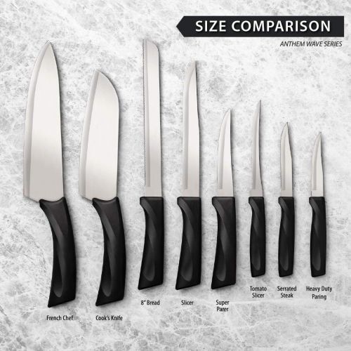  Rada Cutlery Anthem Series Tomato Slicing Knife Stainless Steel Blade with Ergonomic Black Resin Handle, 9 Inches