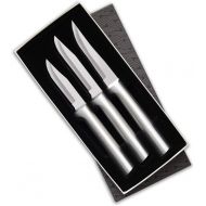 Rada Cutlery - S01 Rada Cutlery Paring Knife Set 3 Knives with Stainless Steel Blades and Brushed Aluminum Made in The USA, 7 1/8, 6 3/4, 6 1/8, Silver Handle