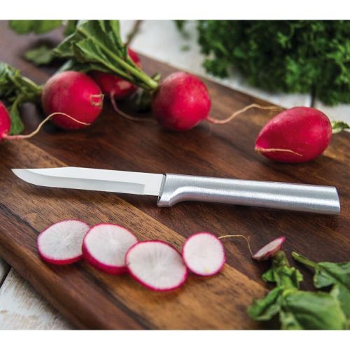  Rada Cutlery - S01 Rada Cutlery Paring Knife Set 3 Knives with Stainless Steel Blades and Brushed Aluminum Made in The USA, 7 1/8, 6 3/4, 6 1/8, Silver Handle