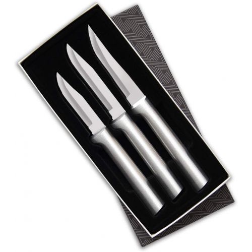  Rada Cutlery - S01 Rada Cutlery Paring Knife Set 3 Knives with Stainless Steel Blades and Brushed Aluminum Made in The USA, 7 1/8, 6 3/4, 6 1/8, Silver Handle