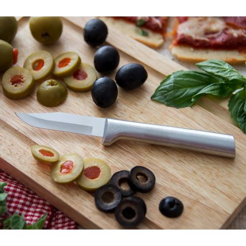  Rada Cutlery - S01 Rada Cutlery Paring Knife Set 3 Knives with Stainless Steel Blades and Brushed Aluminum Made in The USA, 7 1/8, 6 3/4, 6 1/8, Silver Handle