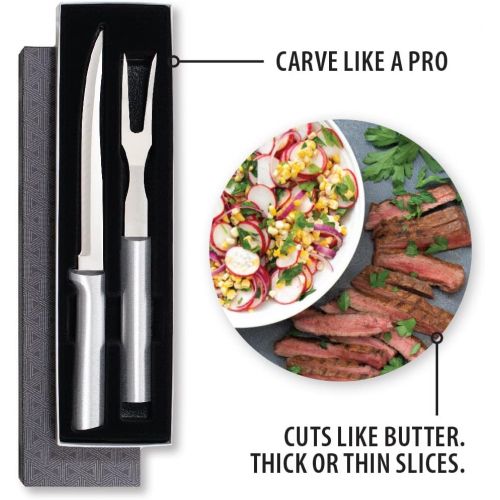  Rada Cutlery Knife 2-Piece Carving Set with Stainless Steel Blades with Brushed Aluminum, 11 Inches, Silver Handle