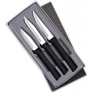 Rada Cutlery Paring Knife Set 3 Knives Blades Stainless Steel Resin Made in The USA, 2-1/2”, 3-1/4”, Black Handle