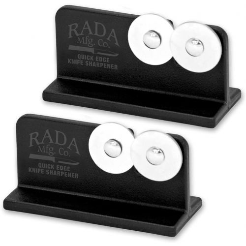  Rada Cutlery Quick Edge Knife Sharpener Stainless Steel Wheels Made in the USA, 2 Pack, Black