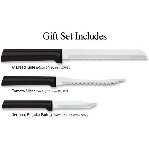  [아마존베스트]Rada Cutlery Sensational Serrations 3-Piece Kitchen Knife Set Blades Steel Resin, Black Handle