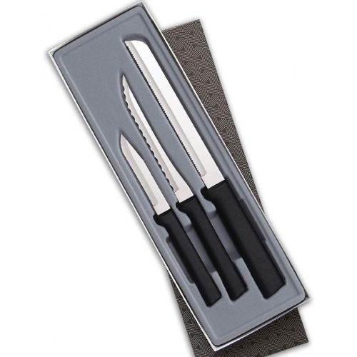  [아마존베스트]Rada Cutlery Sensational Serrations 3-Piece Kitchen Knife Set Blades Steel Resin, Black Handle