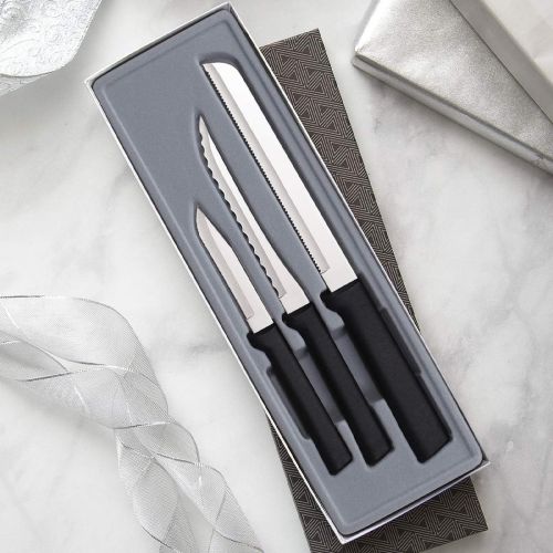  [아마존베스트]Rada Cutlery Sensational Serrations 3-Piece Kitchen Knife Set Blades Steel Resin, Black Handle