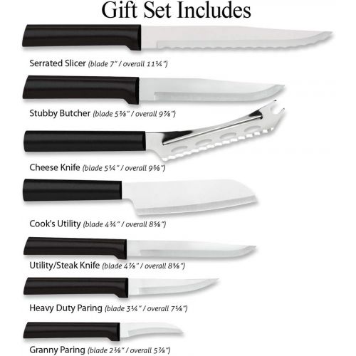  [아마존베스트]Rada Cutlery Knives Gift Set Stainless Blades Steel Resin, Set of 7, 11 1/4 Inches, Black Handle