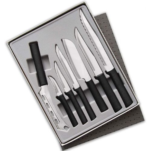  [아마존베스트]Rada Cutlery Knives Gift Set Stainless Blades Steel Resin, Set of 7, 11 1/4 Inches, Black Handle