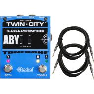 Radial Bones Twin City Active ABY Amp Switcher Pedal with 2 Senor - 18.6ft Instrument Cable