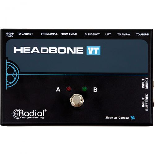 Radial Engineering},description:As part of the growing line of Tonebone foot pedals, Radial introduces the Headbone VT, a guitar amplifier head switcher that allows the player to t