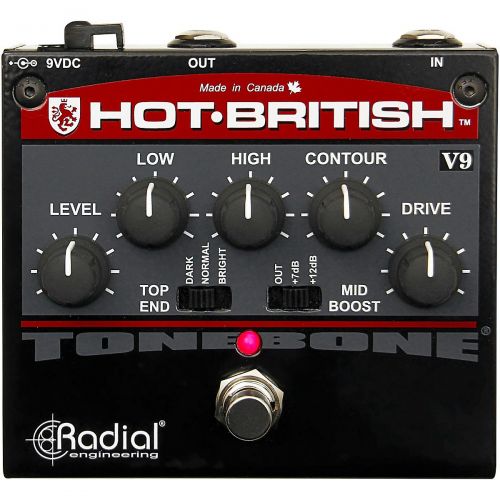  Radial Engineering},description:The Hot-British V9 is an updated solid-state version of the venerable Tonebone Hot British tube distortion pedal. Packed into a pedalboard-friendly