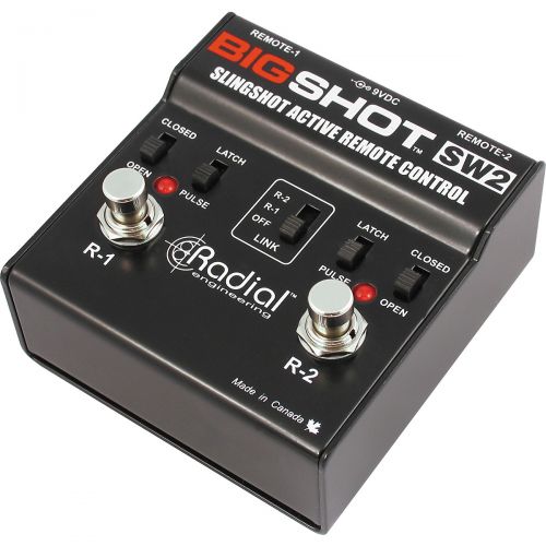  Radial Engineering},description:The BigShot SW2 Slingshot is a 2-channel universal remote control footswitch that can be used to replace two amplifier foot switches and combine the