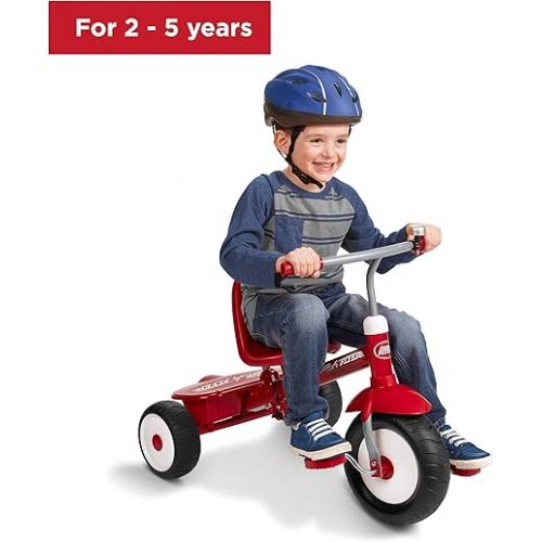  Radio Flyer Deluxe Steer & Stroll Ride-On Trike, Tricycle For Toddlers Age 2-5, Toddler Bike, Red