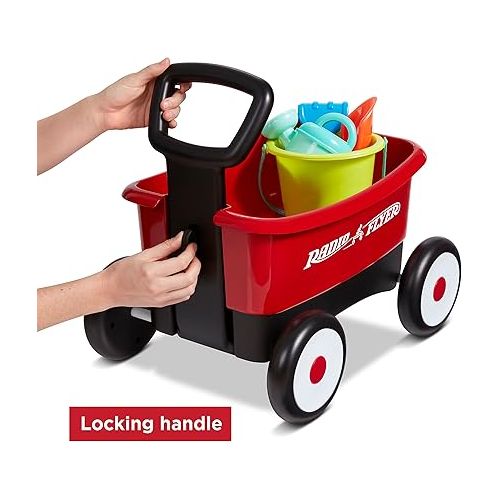  Radio Flyer My 1st Wagon with Beach and Garden Tools, 2-in-1 Wagon, Ages 1-4 , Red