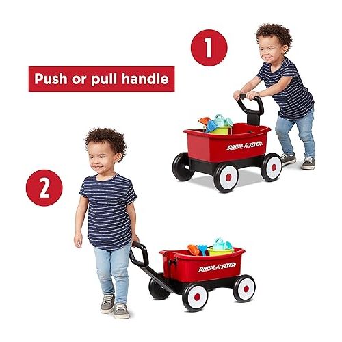  Radio Flyer My 1st Wagon with Beach and Garden Tools, 2-in-1 Wagon, Ages 1-4 , Red
