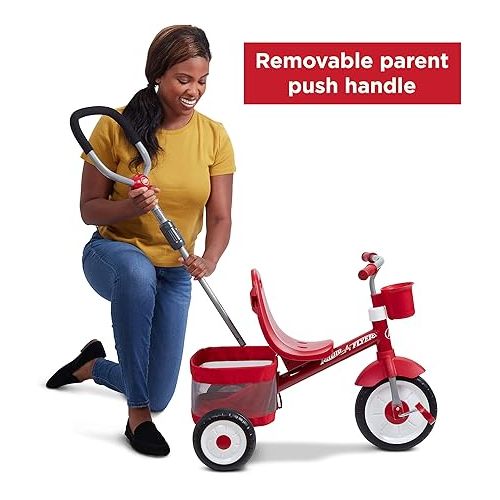  Radio Flyer 4-in-1 Stroll 'N Trike, Toddler Trike, Red Tricycle for Ages 1-5, Toddler Bike