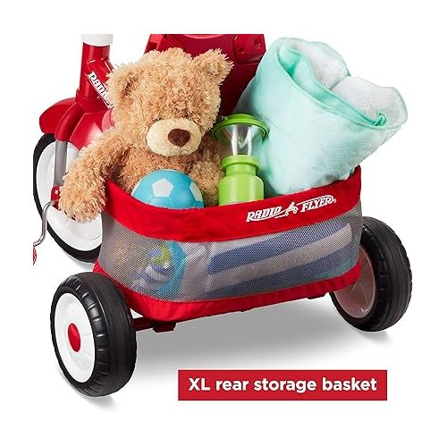  Radio Flyer 4-in-1 Stroll 'N Trike, Toddler Trike, Red Tricycle for Ages 1-5, Toddler Bike