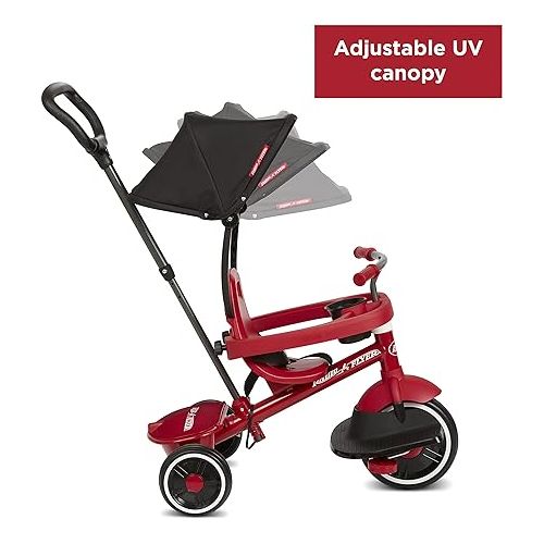  Radio Flyer Pedal & Push 4-in-1 Stroll ' N Trike®, Red Tricycle, for Toddlers Ages 1-5 (Amazon Exclusive), Toddler Bike Large