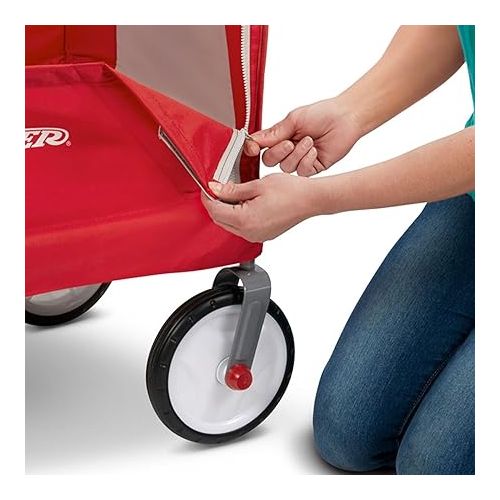  Radio Flyer 3-in-1 EZ Fold Wagon; Red Folding Wagon with Canopy; Collapsible Wagon for Kids, Cargo, & Garden