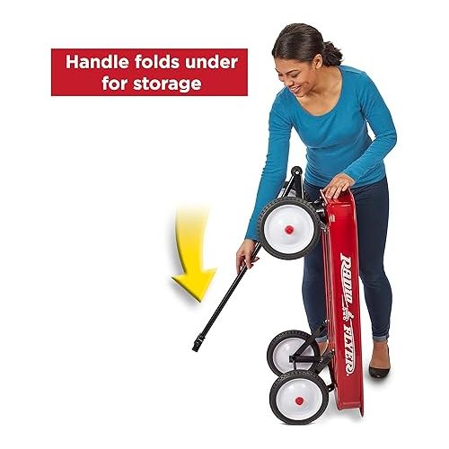  Radio Flyer Durable All Steel Seamless Body Wagon Featuring Original and Classic Iconic Design for Kids Ages 1 year old and up, Red