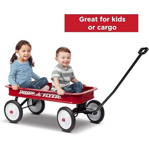  Radio Flyer Durable All Steel Seamless Body Wagon Featuring Original and Classic Iconic Design for Kids Ages 1 year old and up, Red