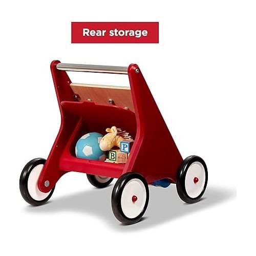  Radio Flyer Classic Push & Play, Toddler Walker with Activity Play, Ages 1-4, Red Walker Toy