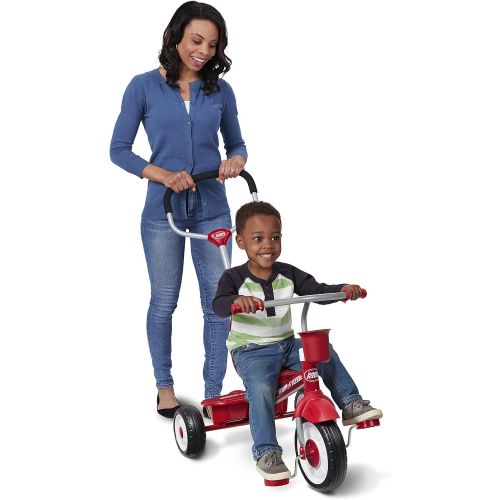  [아마존베스트]Radio Flyer 4-in-1 Stroll N Trike, Red Toddler Tricycle for Ages 9 Months -5 Years, 19.88 x 35.04 x 40.75