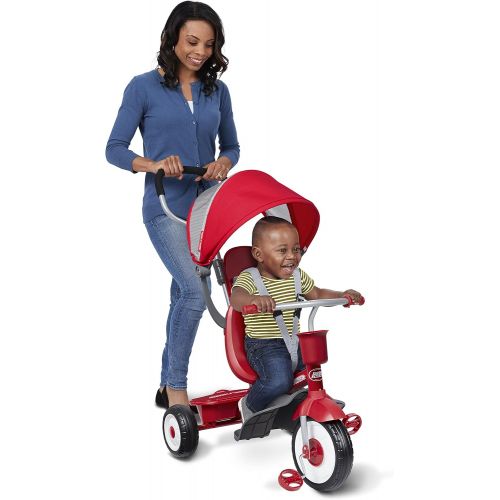  [아마존베스트]Radio Flyer 4-in-1 Stroll N Trike, Red Toddler Tricycle for Ages 9 Months -5 Years, 19.88 x 35.04 x 40.75