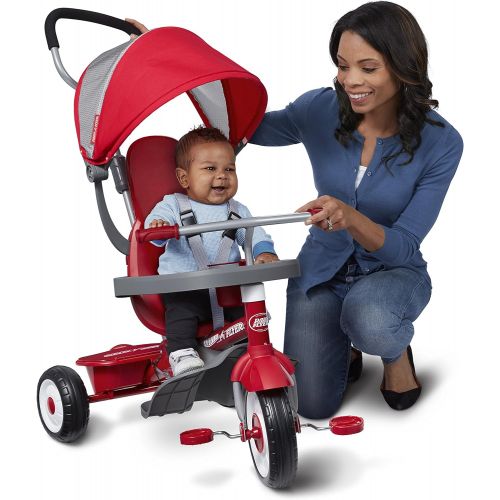  [아마존베스트]Radio Flyer 4-in-1 Stroll N Trike, Red Toddler Tricycle for Ages 9 Months -5 Years, 19.88 x 35.04 x 40.75