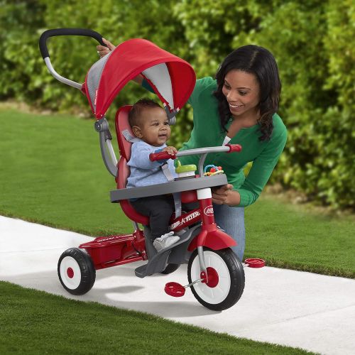  [아마존베스트]Radio Flyer 4-in-1 Stroll N Trike, Red Toddler Tricycle for Ages 9 Months -5 Years, 19.88 x 35.04 x 40.75