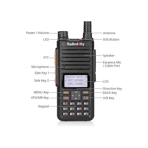  Radioddity GA-510 10-Watt Ham Radio, Dual Band Handheld High Power Long Range Two Way Radio with Two 2200mAh Batteries & CH340 Programming Cable