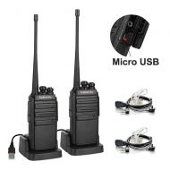 [아마존베스트]Radioddity GA-2S Long Range Walkie Talkies UHF Two Way Radio Rechargeable with Micro USB Charging + USB Desktop Charger + Air Acoustic Earpiece with Mic, 2 Pack