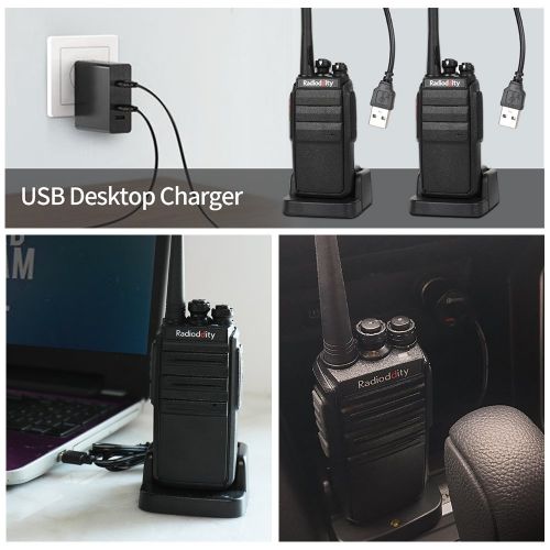  [아마존베스트]Radioddity GA-2S Long Range Walkie Talkies UHF Two Way Radio Rechargeable with Micro USB Charging + USB Desktop Charger + Air Acoustic Earpiece with Mic, 2 Pack