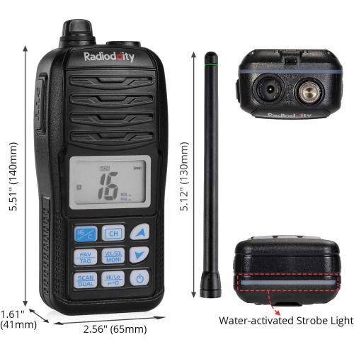  Radioddity Voyage RV6 VHF Marine Radio Handheld Floating Tri-Watch, IP67 Waterproof, NOAA Weather Alert, Emergency Strobe LED, for Kayakers and Sailors