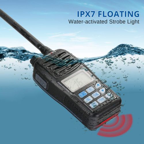  Radioddity Voyage RV6 VHF Marine Radio Handheld Floating Tri-Watch, IP67 Waterproof, NOAA Weather Alert, Emergency Strobe LED, for Kayakers and Sailors