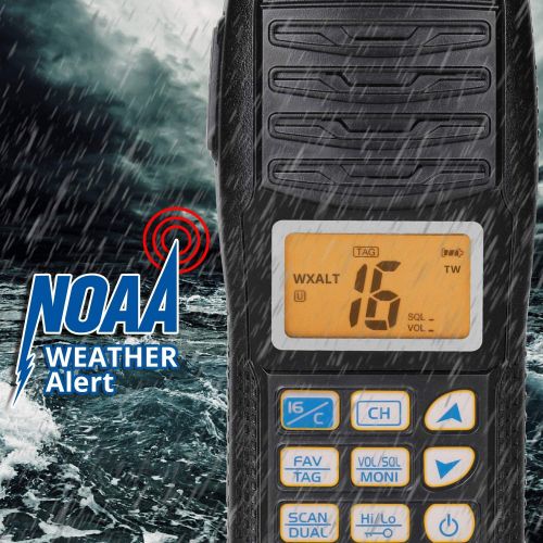  Radioddity Voyage RV6 VHF Marine Radio Handheld Floating Tri-Watch, IP67 Waterproof, NOAA Weather Alert, Emergency Strobe LED, for Kayakers and Sailors