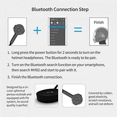  Radioddity Motorcycle Bicycle Helmet Wireless Stereo Bluetooth 4.1 Headset, Wide Compatibility 8 Hours Working Time Helmet Headphones with Hands free Speakers, Music Call Control