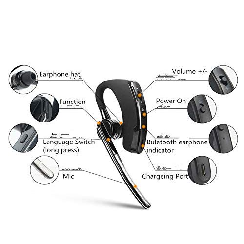  Radtel HB-6A Walkie Talkie Bluetooth PTT earpiece Handfree Wireless Headphone Headset Mic Compatible with BaoFeng UV-82 UV-5R BF-888S/ TYT/Kenwood Two Way Radio